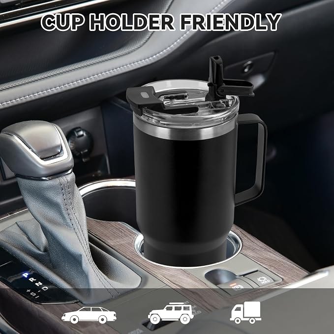 HASLE OUTFITTERS 30oz Tumbler With Handle, Insulated Travel Coffee Mug With Straw Leak-Proof Double Wall Stainless Steel Vacuum Tumblers Metal Cup with Straw for Hot and Cold Drink - Image 4