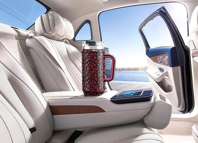 Meoky 40 oz Tumbler with Handle and Straw, Insulated Tumbler with Lid and Straw, Stainless Steel Travel Mug, Keeps Cold for 34 Hours, 100% Leak Proof, Fits in Car Cup Holder (Heart) - Image 7