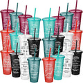 Havawish 24 Pcs Mothers Day Christian Tumbler Gift Bulk Religious Inspirational 24 oz Drinking Jesus Cup with Lid Straw Bible Verse Plastic Cup for Church Father Teacher First Communion (Joyous Color) by Havawish