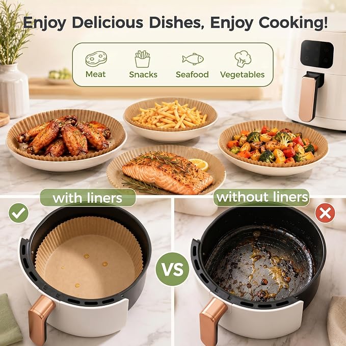 CTIZNE 150Pcs Air Fryer Liners, 6.5" Round Airfryer Liner for most 3-5 QT - Image 5