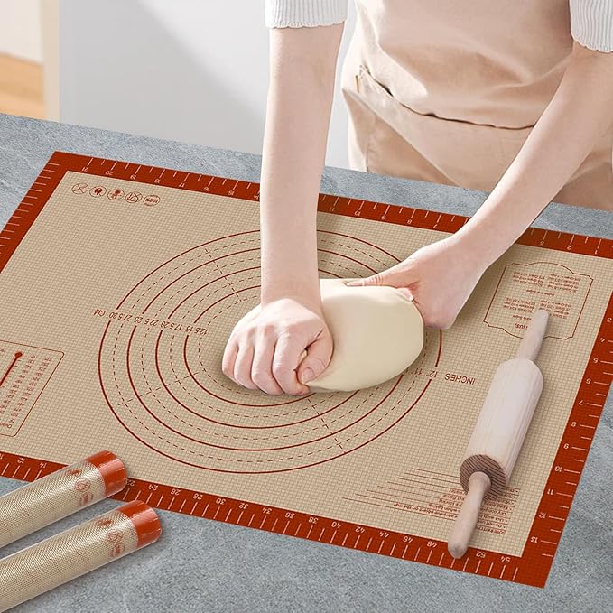 Silicone Baking Mat, Pastry Rolling Sourdough Baking Mat Supplies by Dwavele