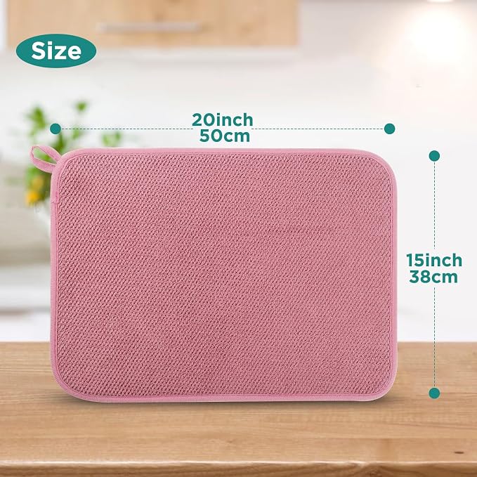 GeeRic Microfiber Dish Drying Mat, Super Absorbent Kitchen Dish Drying Pad - Image 2