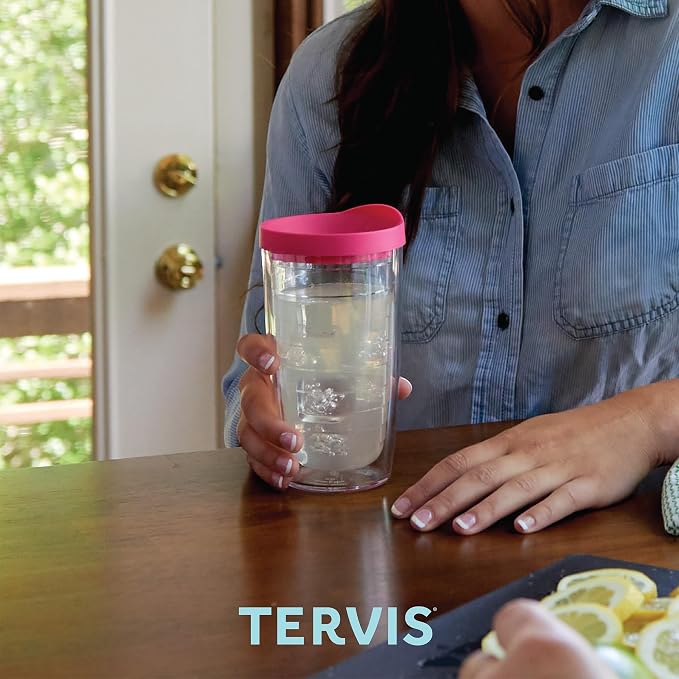 Tervis Clear & Colorful Lidded Made in USA Double Walled Insulated Tumbler Travel Cup Keeps Drinks Cold & Hot, 16oz, Yellow Lid - Image 7