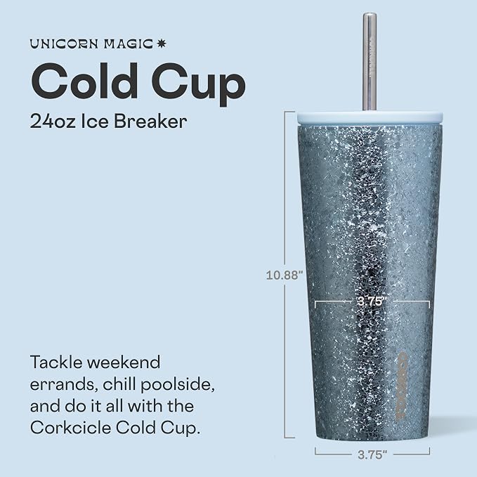 Corkcicle Cold Cup - Triple Insulated Tumbler with Straw - 12 Hours Cold - Leak-Resistant Lid - Easy Grip - Non-Slip Bottom - Summer Drinkware Gift - Keeps Drinks Ice Cold - 24 oz - Ice Breaker - Image 2