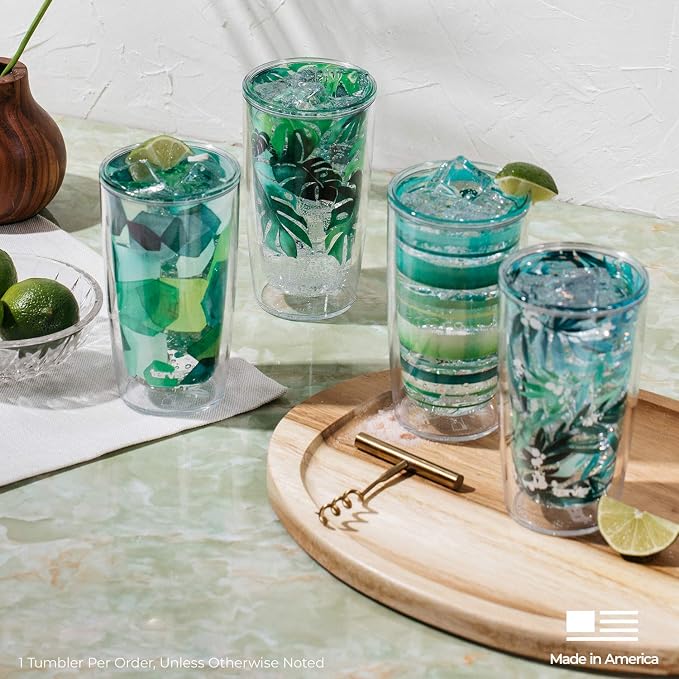 Tervis Yao Cheng Green Crystal Made in USA Double Walled Insulated Tumbler Travel Cup Keeps Drinks Cold & Hot, 16oz 4pk, Green Collection - Image 7