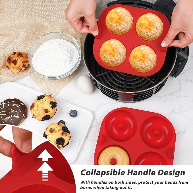 Webake Silicone Air Fryer Muffin Pan and Donut Pan, Make 2.8" Standard Size Cupcakes and Donuts, Nonstick BPA-Free, Set of 2 - Image 4