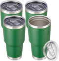 30 oz Tumbler with Lid Stainless Steel Tumblers Bulk Vacuum Insulated Cup Reusable Powder Coated Travel Mug Double Wall Leak Proof Cups Keep Cold Drinks for 12 Hours Dark Green, Set of 4 by CoolYoleb