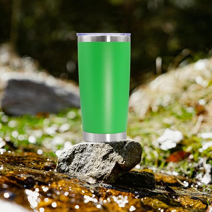 20oz Tumbler Stainless Steel Tumbler Cup with Lid Vacuum Insulated Double Wall Travel Mug, Durable Powder Coated Travel Coffee Tumbler Mug for Hot & Cold Drinks, Green,1 Pack - Image 8