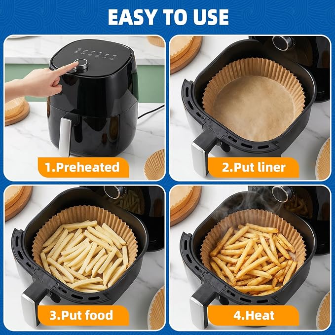 HONYAO 200pcs Ninja 4qt/5.5qt 8 inch Round Air Fryer Liners Disposable - Image 8
