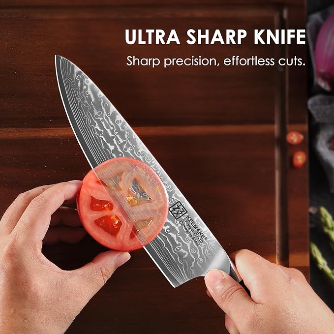 KEEMAKE Damascus Kitchen Knife Set, 67 Layers Damascus Chef Knives, Gift Box - Image 4