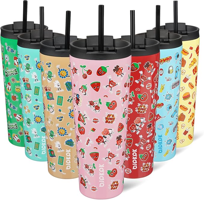 BJPKPK 26oz Stainless Steel Insulated Tumbler With lid And Straw Travel Coffee Thermal Tumblers Cup For Women And Men,Passionate Pink by BJPKPK