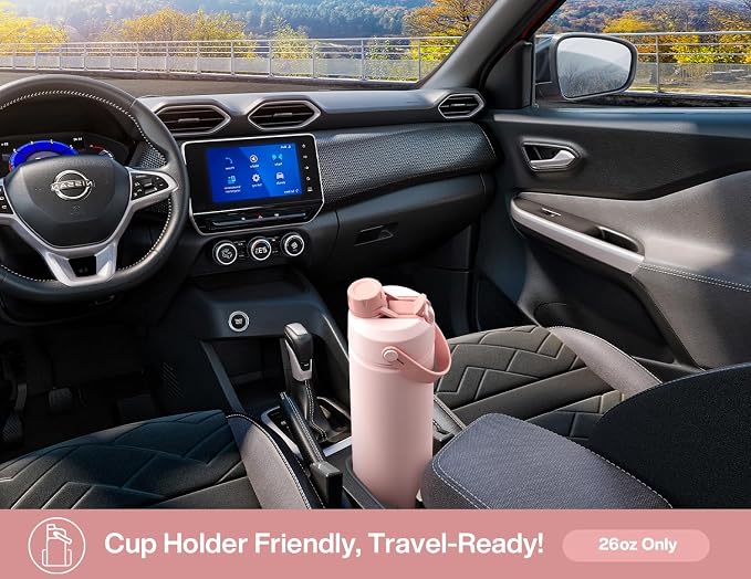 POWCAN 26 oz Insulated Water Bottle with 2-in-1 Straw and Spout Lid, Keep Cold 24H, Leak-Proof, Fits in Car Cup Holder, Stainless Steel Water Bottle for Sports, Travel, and School (Cotton Candy) - Image 4