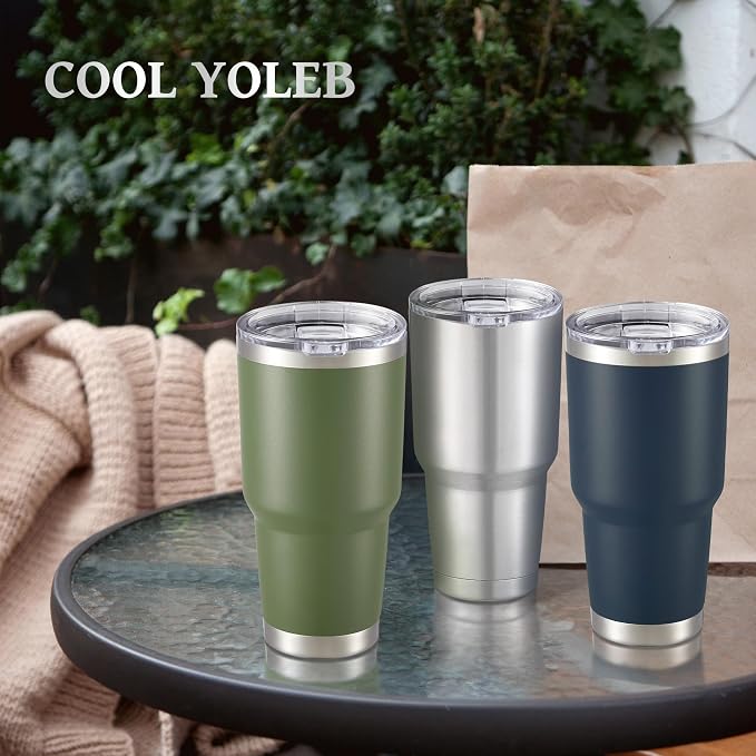 30 oz Tumbler with Lid Stainless Steel Tumblers Bulk Vacuum Insulated Cup Reusable Powder Coated Travel Mug Double Wall Leak Proof Cups Keep Cold Drinks for 12 Hours Stainless, Set of 4 - Image 6