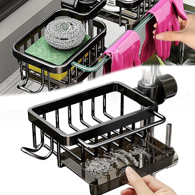 Kitchen Sink Faucet Organizer Multifunction Sponge Holder Organizer Sink Drain by Unknown