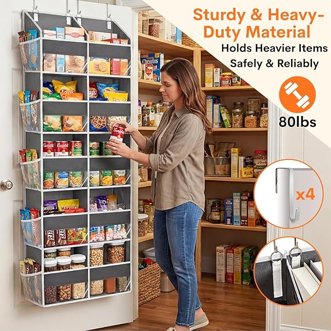Over the Door Organizer 5 Tiers, Extra Large Behind Door Storage of 10 - Image 3