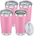 20 oz Tumbler with Lid Stainless Steel Insulated Tumblers Bulk Double Wall Vacuum Cups Powder Coated Travel Mug Keep Drinks Cold and Hot, Pink, 4 Pack by Orebigo
