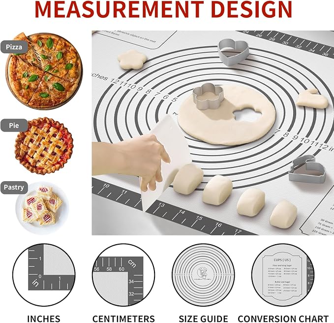 Silicone Pastry Mat for Dough Rolling, SIlicone Mat for Baking PIzza, Pie Crust - Image 2