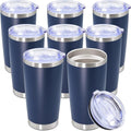 20oz Tumbler Bulk Stainless Steel Tumbler Cup with Lid Vacuum Insulated Double Wall Travel Mug, Durable Powder Coated Travel Coffee Tumbler Mug for Hot & Cold Drinks, Navy,8 Pack by AUWBON