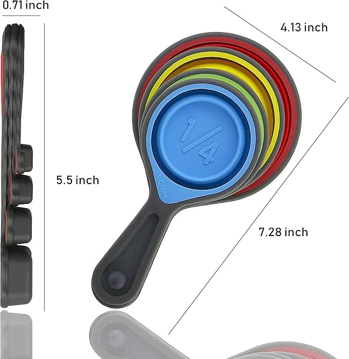 Collapsible Silicone Soft Measuring Cups and Measuring Spoons, 8 pieces - Image 4