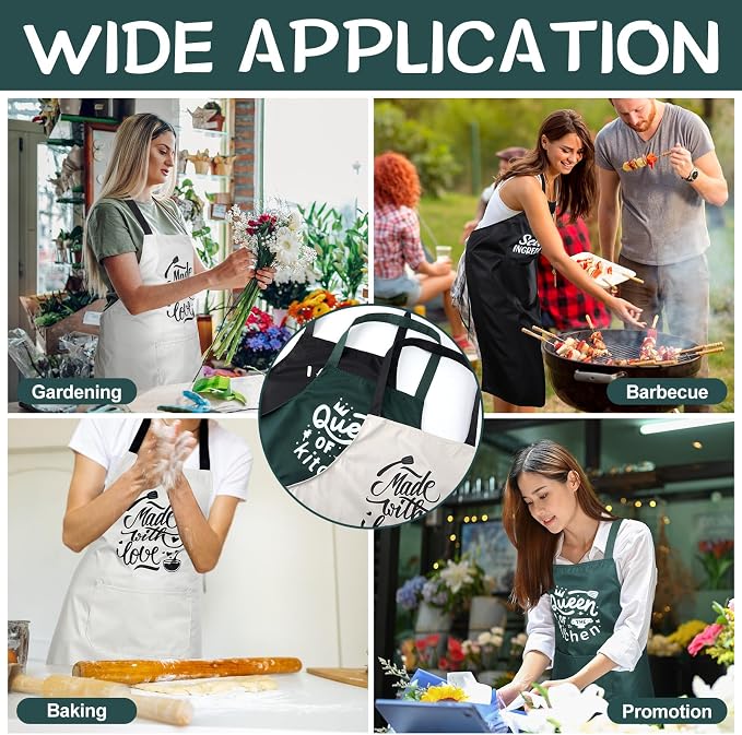 Jeyiour 3 Pack Funny Cooking Aprons Women Oil-proof Kitchen Aprons - Image 6