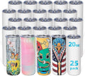 25 Pack 20oz Sublimation Tumbler Blanks Skinny Straight in Bulk, Stainless Steel Insulated Sublimation Tumbler with Polymer Coating for Heat Transfer, with Lid, Straw, Ribbon, Gift Box by UIRZOTN