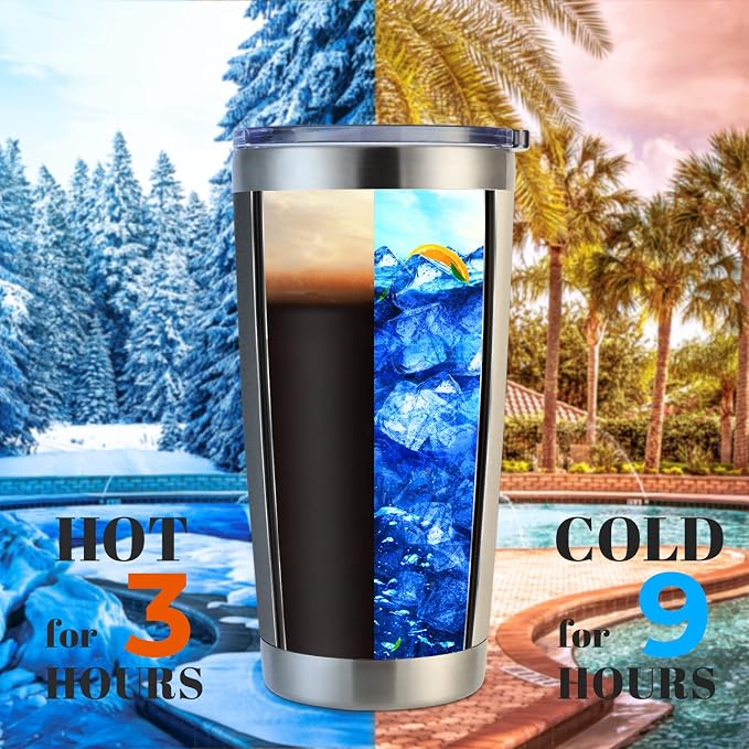 DOMICARE 20oz Stainless Steel Tumbler Bulk with Lid, Double Wall Vacuum Insulated Travel Mug, Powder Coated Coffee Cup, Stainless Steel, 8 Pack - Image 3