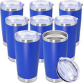 20oz Tumbler Bulk Stainless Steel Tumbler Cup with Lid Vacuum Insulated Double Wall Travel Mug, Durable Powder Coated Travel Coffee Tumbler Mug for Hot & Cold Drinks, Dark Blue,8 Pack by AUWBON