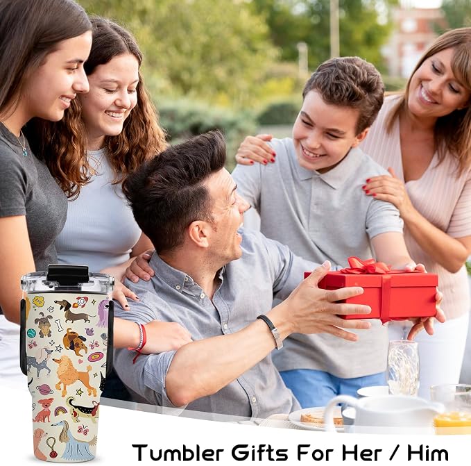 20oz Dog Tumblers - Dogs Tumbler with Straw Handle, Leak-proof, BPA-free, Double Wall Insulated, Sports Gifts Cup for Boys Girls, Insulated Coffee Tumbler Puppy Stainless Steel Cup Gifts - Image 7
