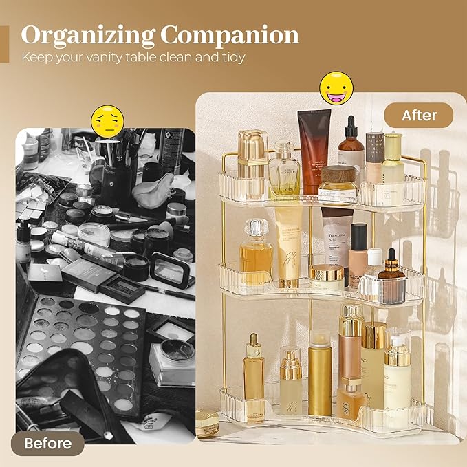 Aveniee Corner Bathroom Counter Organizer, Bathroom Countertop Shelf Makeup - Image 5