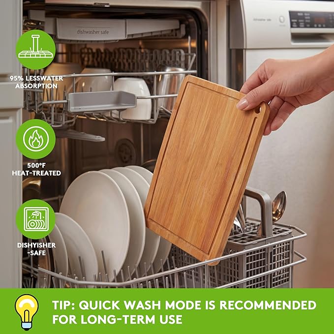 Bamboo Cutting Boards for Kitchen, Carbonized Wood Cutting Board Set - Image 3