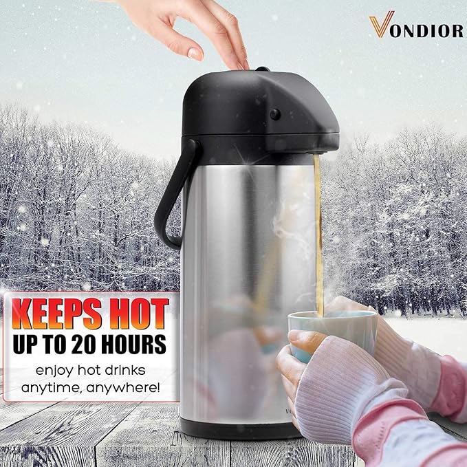 Coffee Carafe for Keeping Hot - 102oz/3L Airpot Coffee Dispenser - Insulated - Image 2