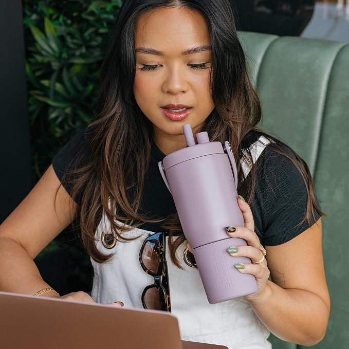 BrüMate Resa 25oz 100% Leakproof Travel Tumbler with Handle & Straw | Flexible SoftSip Straw | Silicone Sleeve for Durability | Stainless Steel | Cup Holder & Travel Friendly Water Bottle | (Guava) - Image 6