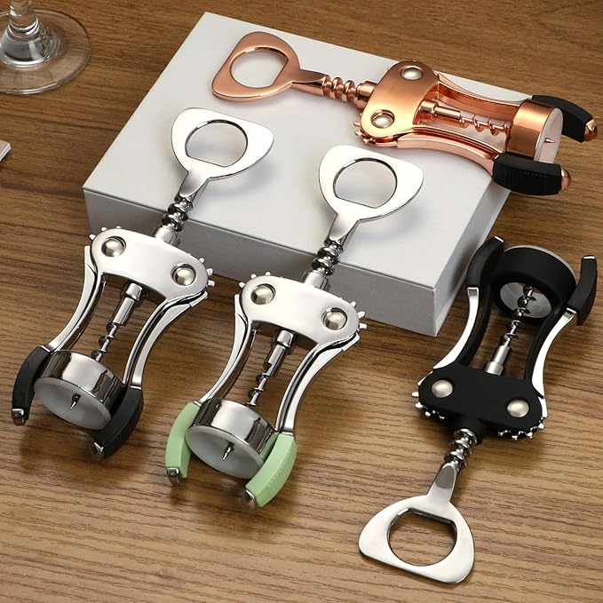 KORCCI Wine Opener, Heavy-Duty Zinc Alloy Wing Corkscrew, Premium Beer Bottle - Image 7