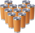 HASLE OUTFITTERS 20oz Stainless Steel Tumblers Bulk, Insulated Travel Cup with Lid, Double Wall Vacuum Coffee Mug for Cold & Hot Drinks 12 Pack, Orange by HASLEOUTFITTERS