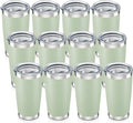 20 oz Tumbler with Lid Stainless Steel Insulated Tumblers Bulk Double Wall Vacuum Cups Powder Coated Travel Mug Keep Drinks Cold and Hot, Sagebrush Green, 12 Pack by Orebigo
