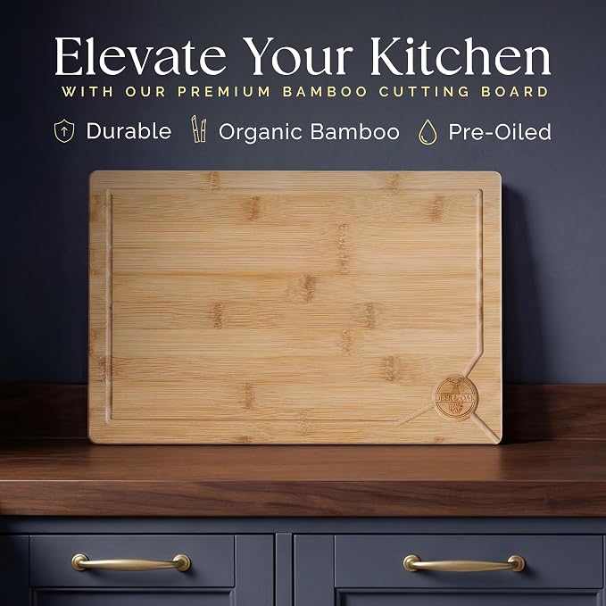 Deer & Oak Premium Extra Large Bamboo Cutting Board - Image 3