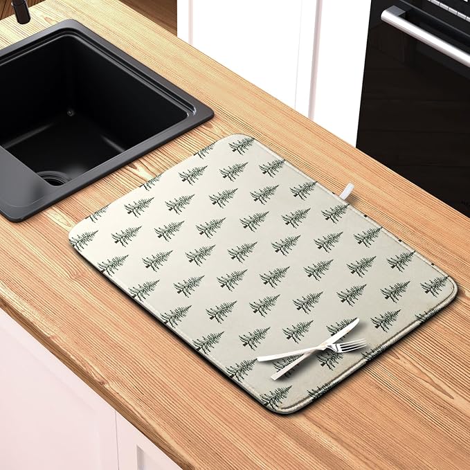 Christmas Tree Dish Drying Mat Winter Xmas Holiday Drying Mats Microfiber - Image 6