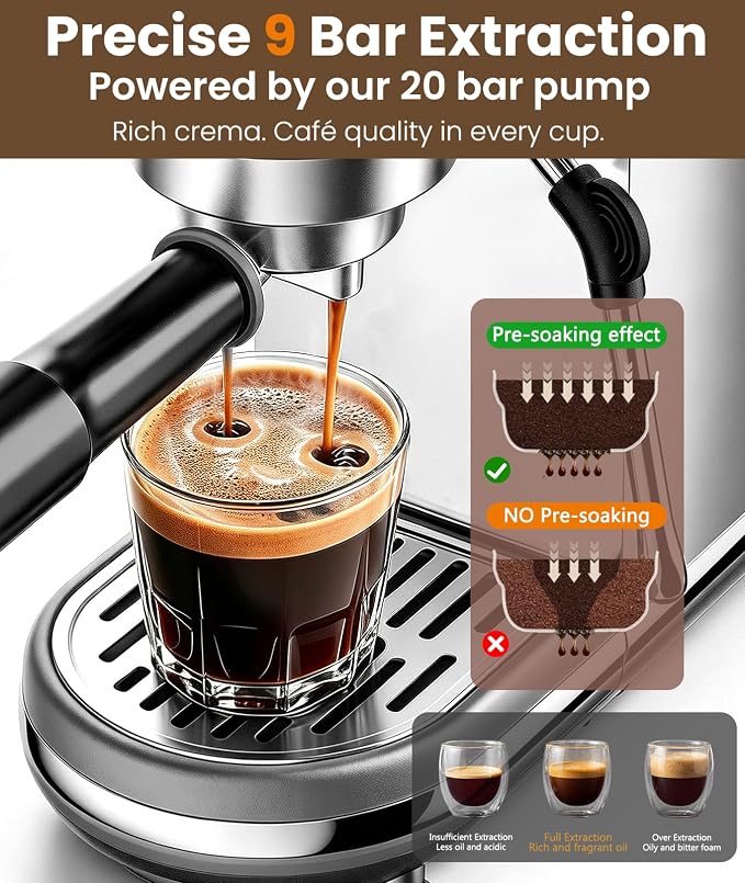 atatix Espresso Machine with Milk Frother, 20 Bar Pressure Espresso Maker - Image 3