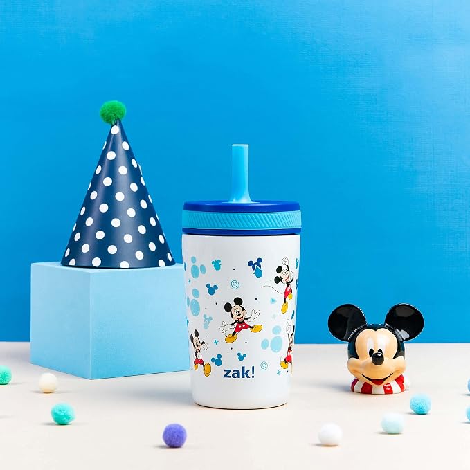 Zak Designs Disney Kelso Toddler Cups For Travel or At Home, 12oz Vacuum Insulated Stainless Steel Sippy Cup With Leak-Proof Design is Perfect For Kids (Mickey Mouse) - Image 2