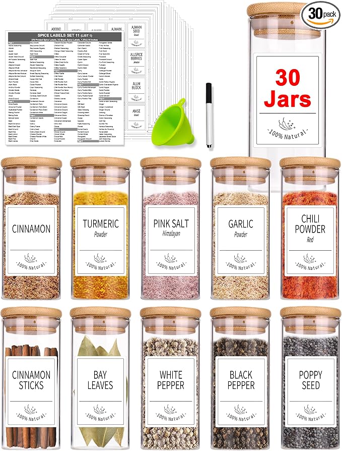 Churboro 30 Pcs Spice Jars by Churboro