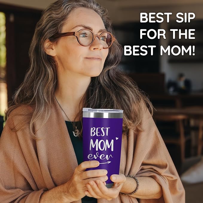 TEEZWONDER Mothers Day Gifts for Mom from Daughter Son - Best Mom Ever 20 oz Stainless Steel Insulated Coffee Tumbler with Lid - Birthday Gifts for Moms, Mama Gift for Mother in Law Stepmom - Image 6