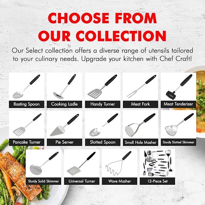 Chef Craft Select Meat Tenderizer, 9.5 inch, Stainless Steel/Black - Image 7