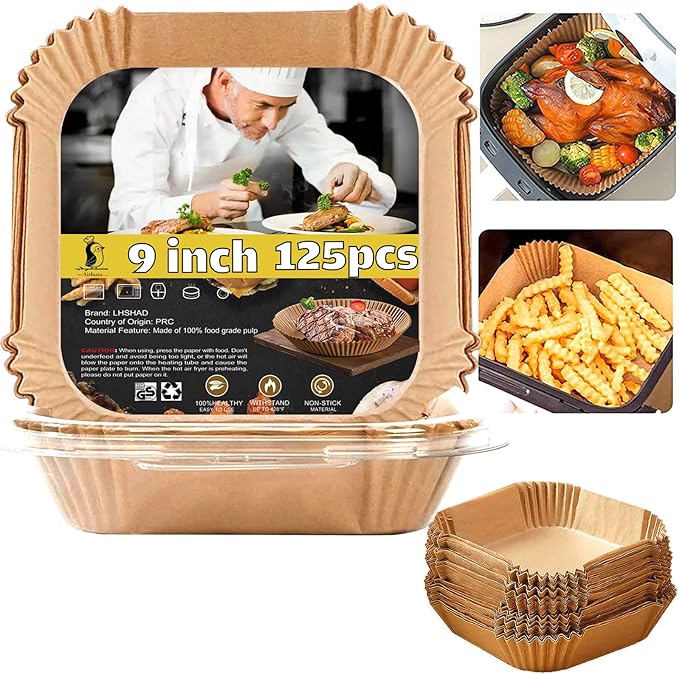 Air Fryer Liners Disposable 9 Inch, 9 inch Air Fryer Liners by LHSHAD