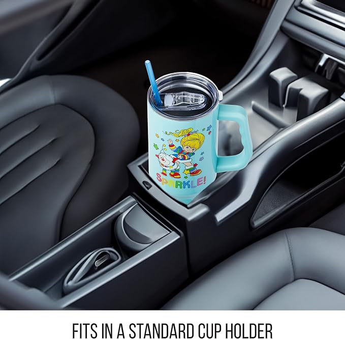 Silver Buffalo Rainbow Brite and Twink Sparkle Stainless Steel Tumbler with Handle and Straw, Fits in Standard Cup Holder, 40 Ounces (Pack of 12) - Image 6