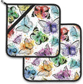 Butterfly Color Pot Holder Set of 2, Heat Resistant Potholders Oven Hot Pads by Larkverk