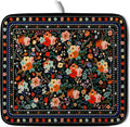 Black Flowers Dish Drying Pad Boho Floral Washable Microfiber Kitchen Mat by Giwawa