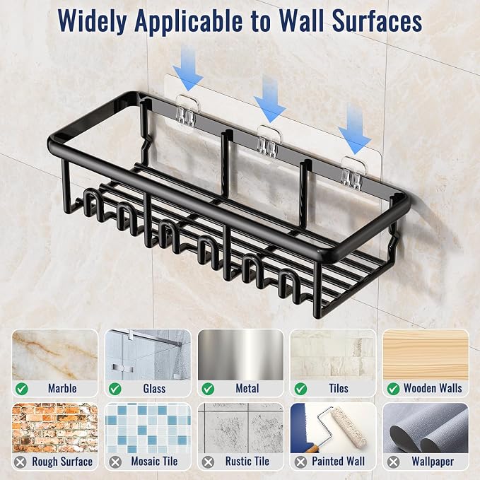 8 Pack Adhesive Rustproof Shower Shelves - Image 7