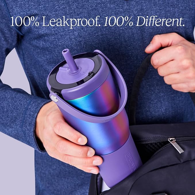 BrüMate Resa 35oz 100% Leakproof Travel Tumbler with Handle & Straw | Flexible SoftSip Straw | Silicone Sleeve for Durability | Stainless Steel | Cup Holder & Travel Friendly Water Bottle | (Guava) - Image 4