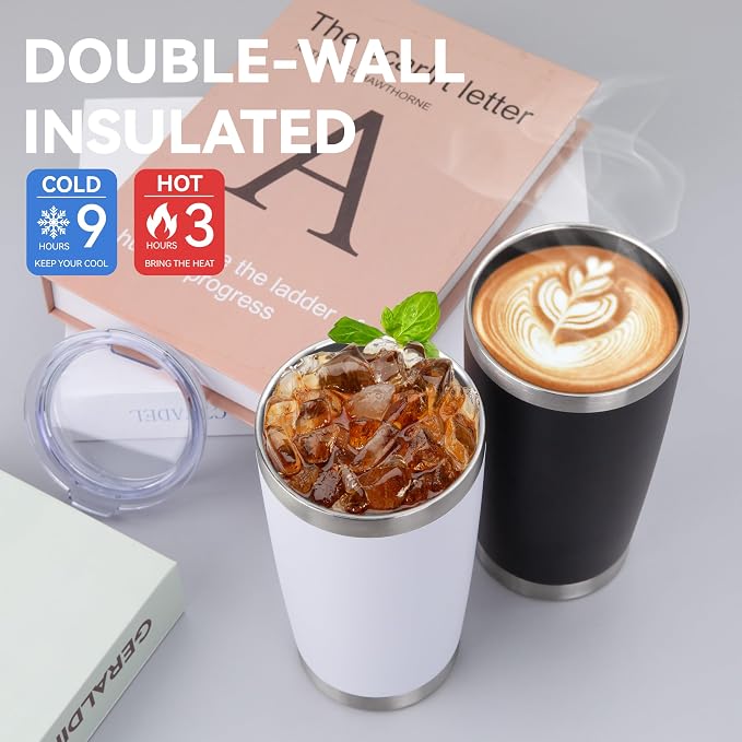 HASLE OUTFITTERS 20oz Stainless Steel Tumblers Bulk, Insulated Travel Cup with Lid, Double Wall Vacuum Coffee Mug for Cold & Hot Drinks 8 Pack, Orange - Image 5