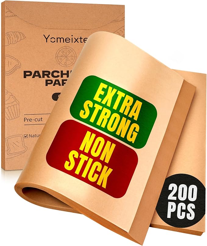 Parchment Paper Sheets 12x16 Inch |200-Pack Unbleached Natural Brown Baking by Yomeixte
